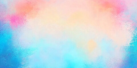 blue watercolor paint background design with colorful orange pink borders and bright center, watercolor bleed and fringe with vibrant distressed grunge texture