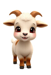 3D Chibi Goat Flashcards Clipart. Suitable for animal flashcard, alphabet flashcards, Montessori Flashcards. Isolated on white background