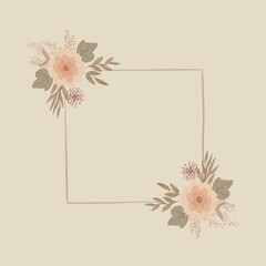 watercolour flower with circle o frame for printing, texture, fabric, invatation, wedding, coverlatter, cover wadding, wedding invitation,background