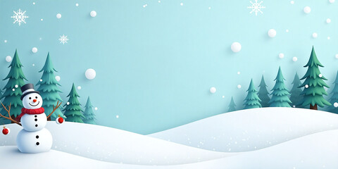 New Year snowmen and other stuff on Solid cyan color background