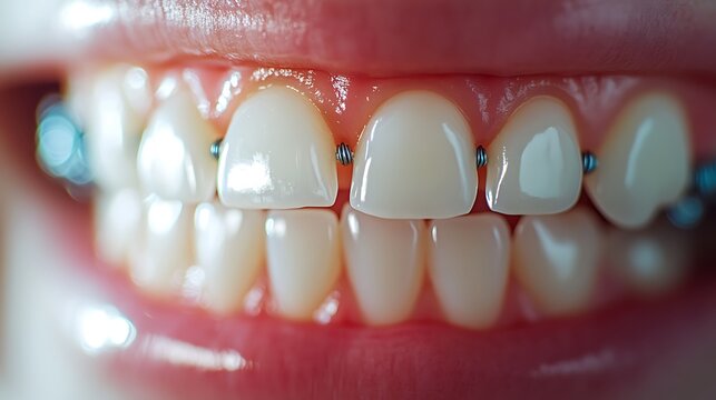 Close up of teeth with orthodontic mini implants