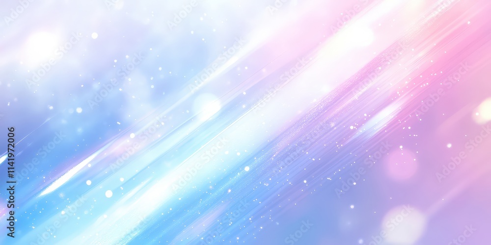 Poster soft and ethereal light background in pastel blue and white shades with delicate bokeh effects for c