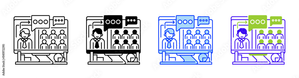 Poster online meeting line icon. linear style sign for mobile concept and web design. outline vector icon.