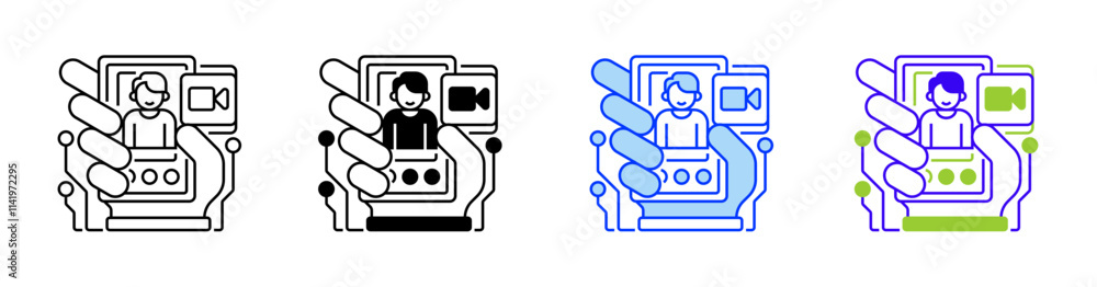 Poster video call line icon. linear style sign for mobile concept and web design. outline vector icon.