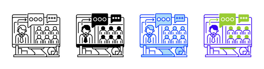 Online Meeting Line Icon. linear style sign for mobile concept and web design. Outline vector icon.