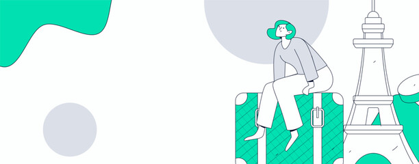 Holiday travel travel characters internet background vector hand drawn illustration
