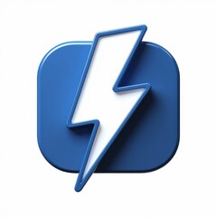 Blue Square Button Featuring White Lightning Bolt Icon