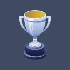 Silver Trophy on Dark Base A Winning Achievement