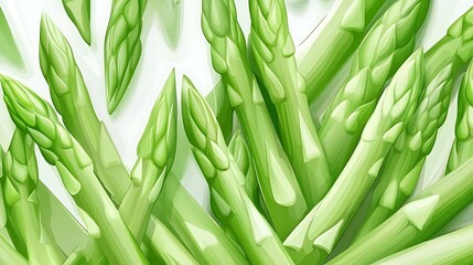 Fototapeta premium Vibrant Digital Painting of Fresh Asparagus Spears. AI Generated