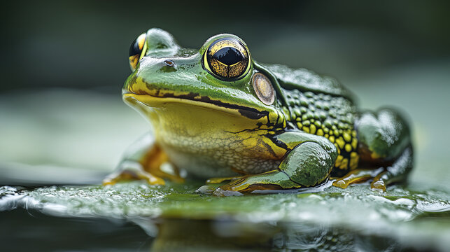 close up of vibrant green frog resting on leaf, showcasing its unique features and colors