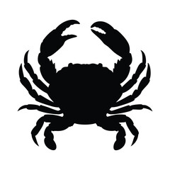 Crab with sharp claws black and white silhouette