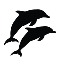 Obraz premium Dolphin leaping from the water black silhouette vector illustration