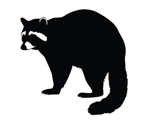 Raccoon vector silhouette illustration isolated on a white background