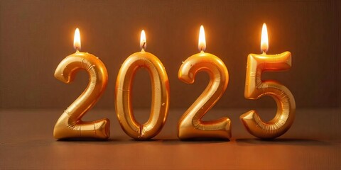 Golden 2025 Candles: A Festive New Year's Greeting