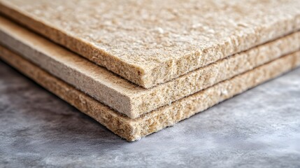 Fototapeta premium Home insulation is crucial for energy efficiency, and these natural fiber boards demonstrate an eco-friendly option. Their textured surface enhances thermal performance.