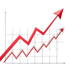 Red upward arrow graph showing rising trend finance growth success PNG transparent