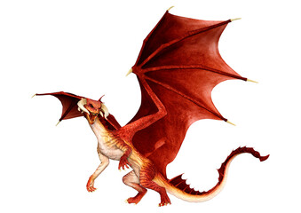 Fototapeta premium 3D Rendering Fairy Tale Dragon on White