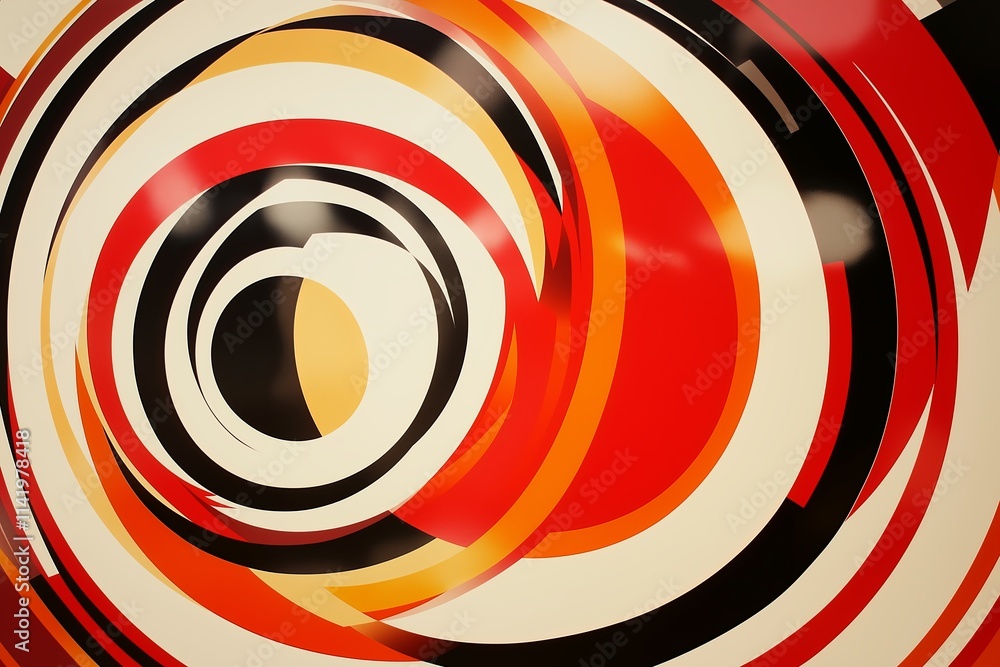 Poster a series of concentric circles fading from deep red to pale yellow