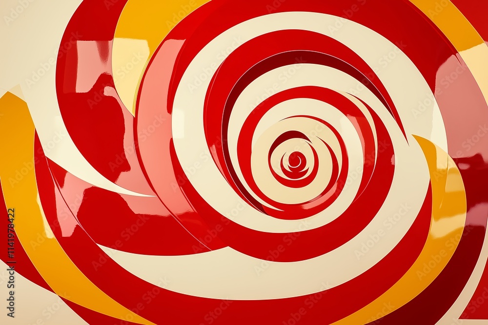 Poster A series of concentric circles fading from deep red to pale yellow