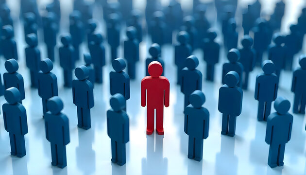 Grupo de pessoas representadas por bonecos em que um deles se destaca