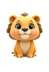 Fototapeta premium 3D Chibi Lion Flashcards Clipart. Suitable for animal flashcard, alphabet flashcards, Montessori Flashcards. Isolated on white background