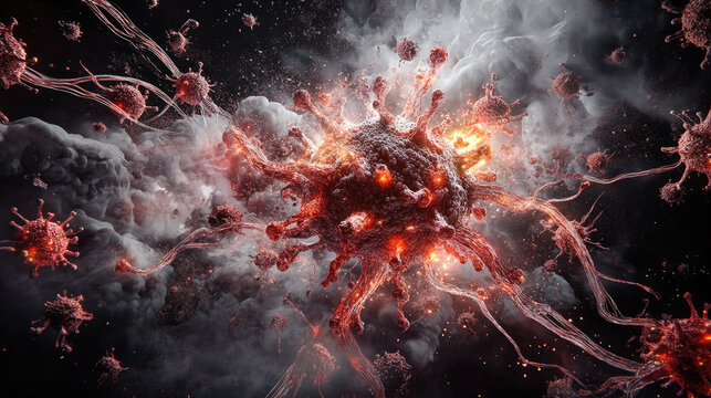 fiery virus spreading in dark space