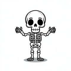 A Cartoon Skeleton Character Stands With Arms Outstretched