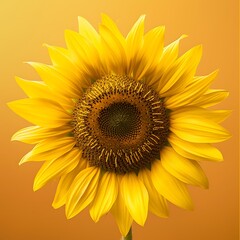 Fototapeta premium A vivid yellow sunflower with sharp petal edges and a textured brown center, against a soft gradient background. 8k UHD, suitable for high-quality printing or digital display. 
