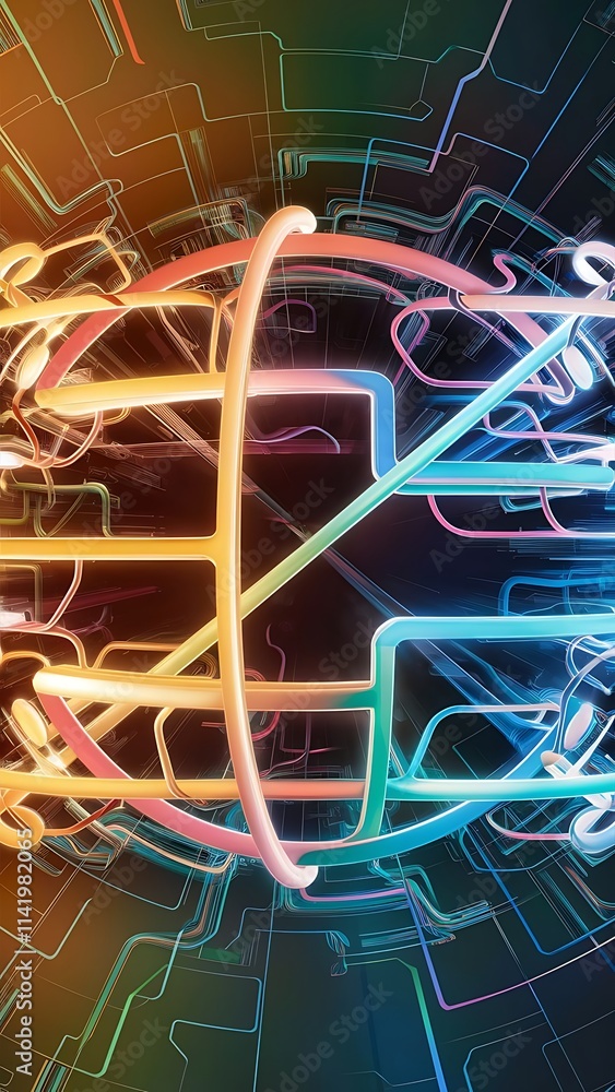 Poster abstract colorful lines vector background internet big data and technology connections concept abstr