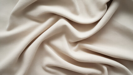 Naklejka premium Soft, cream-colored fabric elegantly draped, showcasing its smooth texture and gentle folds.
