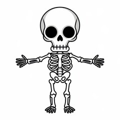 A Cartoon Skeleton with a Large Head Welcomes You