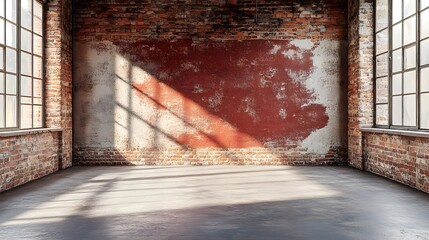 Home insulation is essential for creating energy-efficient spaces. This image showcases an empty, rustic room with exposed brick walls and bright sunlight casting shadows.