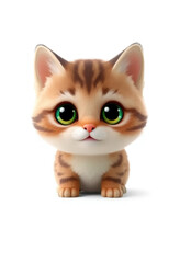 Obraz premium 3D Chibi Munchkin Cat Flashcards Clipart. Suitable for animal flashcard, alphabet flashcards, Montessori Flashcards. Isolated on white background