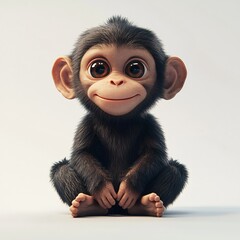 Adorable Baby Chimpanzee Sitting Primate Portrait