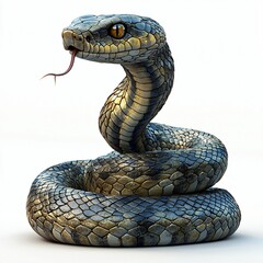 Fototapeta premium Coiled Snake Reptile Scales Wildlife Isolated