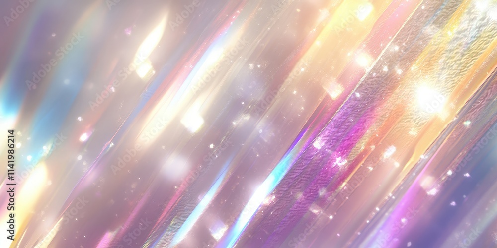 Aufkleber vibrant iridescent holographic texture with dynamic multicolored stripes and soft glowing particles 