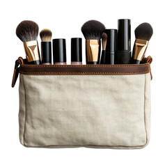 Minimalist potokasd makeup bag display on clean white background for fashion enthusiasts