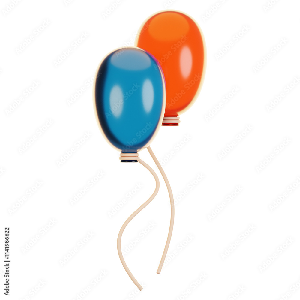 Poster 3d rendering new year icon concept. 3d render balloon icon