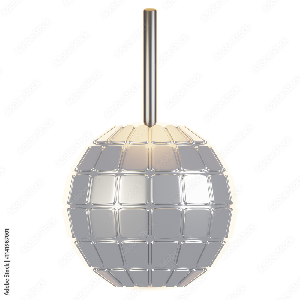 Poster 3d rendering new year icon concept. 3d render disco ball icon