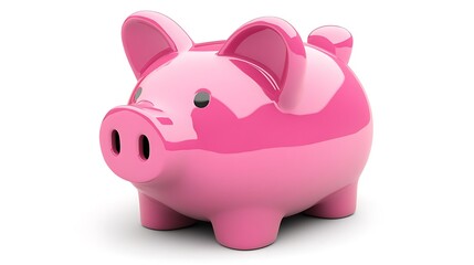 Pink Piggy Bank: A Shiny 3D Render. AI Generated