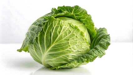 Fototapeta premium A fresh green cabbage isolated on a clean white background