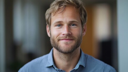 Obraz premium Portrait of a Smiling Man with Blonde Hair