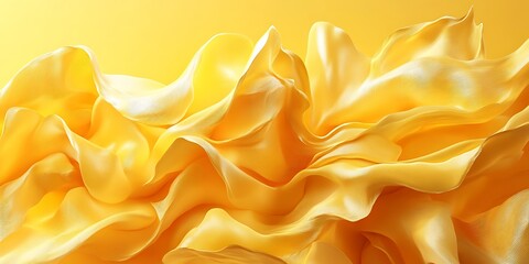 Obraz premium Abstract golden yellow fabric waves, flowing silk texture background.