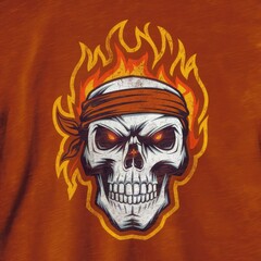 Fiery Skull Headband Enflamed Design Graphic