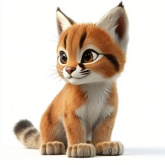 Cute Caracal Kitten 3D Render Wildlife Adorable