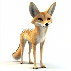 Obraz premium Fennec Fox Cute Desert Animal on White Background