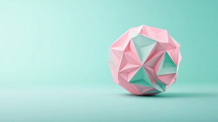Abstract Geometric Sphere with Pink and Mint Colors