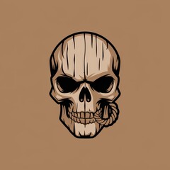 Fototapeta premium Grim Skull Biting A Twisted Rope Knot Design