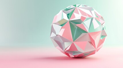 Abstract Geometric Sphere on a Pastel Background