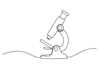 Continuous One-Line Drawing of a Microscope - Minimalist Science Art